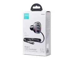Automobilinis įkroviklis Joyroom JR-CL20, 2x USB + 2x Lightning, 57W + Lightning laidas (juodas)