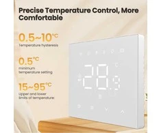 Avatto Išmanus, sieninis termostatas grindų termo pavaroms 3A, 230V, Wi-Fi, juodas, TUYA / Smart Life