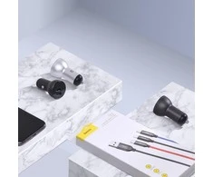 Baseus Automobilinis įkroviklis 2xUSB 4.8A 24 W - Sidabrinis