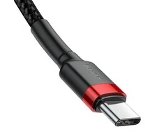 Dėklas Kabelis Baseus USB2.0 C-USB C kištukas 1 m, su nailoniniu šarvu Cafule, raudonas/juodas