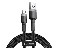 Baseus Cafule Micro USB kabelis 2.4A 0.5m - Pilkas / Juodas