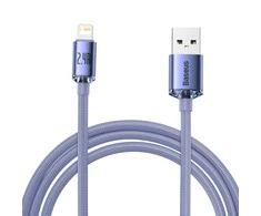 Baseus Crystal Shine kabelis USB - Lightning 2.4A 2m - Violetinis