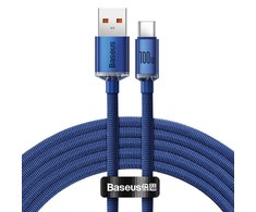 Baseus Crystal Shine kabelis USB - USB-C 100W 2m mėlynas