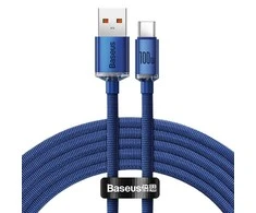 Baseus Crystal Shine kabelis USB - USB-C 100W 2m mėlynas