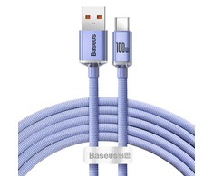 Baseus Crystal Shine USB – USB-C laidas 5A 1.2m – Violetinis