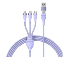 Baseus Flash Series 2 trys viename kabelis USB-C + mikro USB + Lightning violetinis 100 W, 1.5 m
