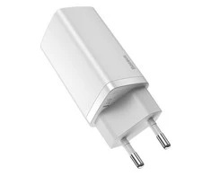 Baseus Sieninis įkroviklis GaN2 Lite 65W USB + USB-C QC4+ PD3.0 SCP FCP AFC, baltas