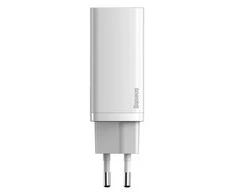 Baseus Sieninis įkroviklis GaN2 Lite 65W USB + USB-C QC4+ PD3.0 SCP FCP AFC, baltas