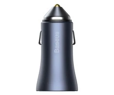 Baseus Automobilinis įkroviklis 40W 12-24V 2xUSB QC4.0 SCP FCP AFC, pilkas