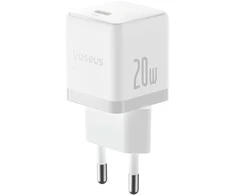 Baseus Sieninis įkroviklis Palm 20W USB-C QC3.0 PD3.0 su USB-C kabeliu 1m, baltas