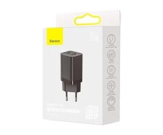 Baseus Super Si Pro įkroviklis USB + USB-C 30W - Juodas