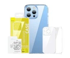 Baseus SuperCeramic permatomo stiklo dėklas ir grūdinto stiklo rinkinys, skirtas iPhone 14 Plus