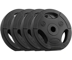 Bituminių svarelių rinkinys 4x5kg, skylė 31mm, plokštė su rankenomis, REBEL ACTIVE