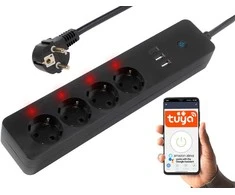 Blow Išmanusis maitinimo laidininkas Juodas 1.5 m 2xUSB+USB-C WiFi TUYA