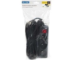 Blow PR-370WSP maitinimo ilgintuvas 3 lizdai su įžeminimu + jungiklis 5m juodas (3x1.5mm)