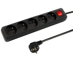 Blow PR-570WSP 5 lizdų maitinimo ilgintuvas su įžeminimu + jungiklis 2m juodas 3x1.5mm