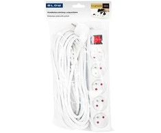 Blow PR-570WSP prailgintuvas, 5 lizdų su įžeminimu + jungikliu, 10 m, baltas (3x1.5 mm)