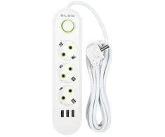 Blow PS-330 3 lizdų 3xUSB tinklo ilgintuvas 3m baltas 2x1mm