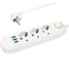 Blow PS-330 3 lizdų 3xUSB tinklo ilgintuvas 3m baltas 2x1mm