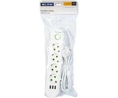 Blow PS-420 4 lizdų 3xUSB tinklo ilgintuvas 2m baltas 2x1mm