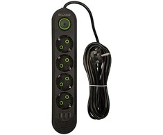 Blow PS-450 4 lizdų 3xUSB tinklo ilgintuvas 5m juodas 2x1mm