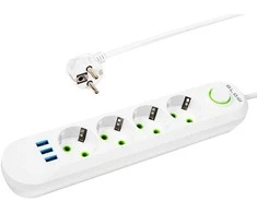 Blow PS-450 4 lizdų 3xUSB tinklo ilgintuvas 5m baltas 2x1mm