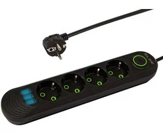 Blow PS-450 4 lizdų 3xUSB tinklo ilgintuvas 5m juodas 2x1mm