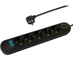 Blow PS-550 5 lizdų 3xUSB tinklo ilgintuvas 5m juodas 2x1mm