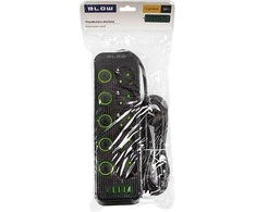 Blow PS-550S 5 lizdų tinklo ilgintuvas 4xUSB 1xUSB-C 5m juodas 2x1mm
