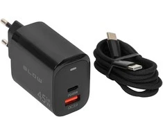 Blow Sieninis įkroviklis USB lizdas + USB-C PD 45W + laidas
