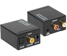 Blow TOSLINK DAC į 2xRCA+lizdo optinį keitiklį su maitinimo šaltiniu
