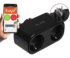 72-078# Blow TUYA dviguba išmanioji rozetė, valdoma per WiFi, juoda
