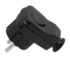 Wtyczka Oem WT-16U/ŁK kampinis juodas kištukas su jungikliu