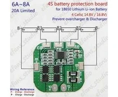Oem BMS PCM PCB modulis Li-Ion elementų įkrovimui ir apsaugai - 4S - 16V - 5A - 18650 elementų