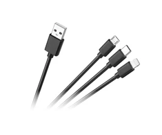 CABLETECH 3in1 jungiamasis kabelis USB A - micro - C - žaibas 1.2m