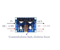 Oem DC/DC Įtampos keitiklis iš 4-38V į 1.25V-36V 8A 250W XH-M401 (STEP DOWN)