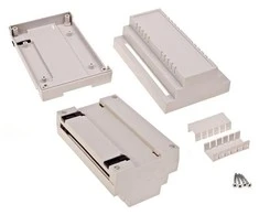 Plastikinė dėžutė Kradex Z104J ABS V0 šviesiai pilka montuojama ant DIN begelio 139x89x63mm