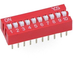 Oem DIP jungiklis 10 jungiklių - raudonas