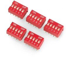 Oem DIP jungiklis 5 polių - raudonas - 5 vnt