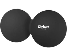 Duoball dvigubas masažo kamuolys 6.2 cm, juodos spalvos, silikoninė medžiaga, REBEL ACTIVE