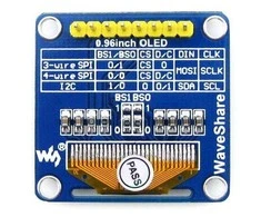 Dviejų spalvų grafinis OLED ekranas 0.96" (B) 128x64px SPI/I2C, tiesios jungtys, Waveshare 9092