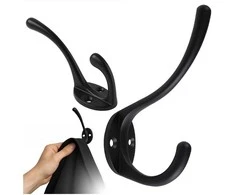 Dviguba sieninė pakaba - juoda WT-002 - metalinis paltų kabliukas