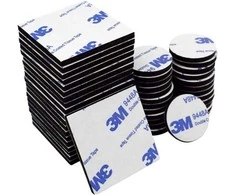 Oem Dvipusė mikroguma su klijais 2mm 30x30mm juoda - kvadratas - 3M - lipnus putplasčio padas