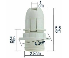 Oem E14 lizdas su reguliuojama apykakle - balta - Plastikinis lizdas