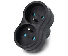 Elektros skirstytuvas - 2 lizdai su įžeminimu - juodas - DPM P902B