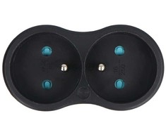 Elektros skirstytuvas - 2 lizdai su įžeminimu - juodas - DPM P902B