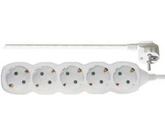Emos Ilgiklis 5 lizdų 5.0m su įžeminimu (baltas) 1.5mm²