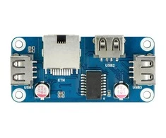 Ethernet/USB (B) HUB - 3xUSB 1xRJ45 Ethernet - priekinės dalies priedėlis, skirtas Raspberry Pi - Waveshare 20416