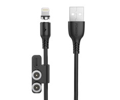 Foneng X62 Magnetic 3in1 USB į USB-C / Lightning / Micro USB kabelis, 2.4A, 1m (juodas)