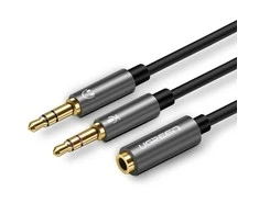 Audio kabelis UGREEN 3.5mm lizdas - 2xkištukas - Juodas
